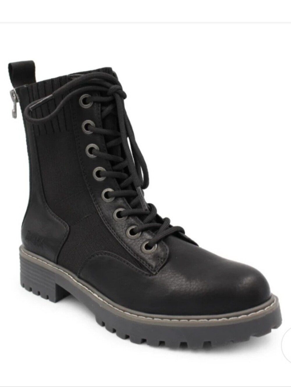 Blowfish Women's Black Lace-Up Combat Boot with Back Zip Size 7